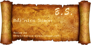 Bénics Simon névjegykártya